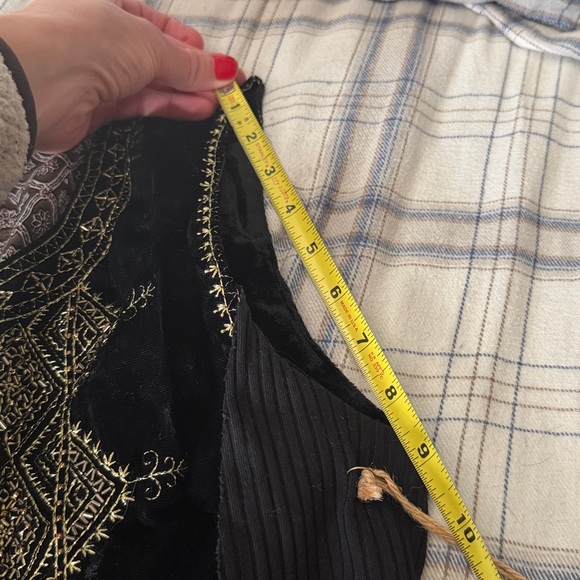 Buckle Black and Gold Velvet Embroidered Vest - Picture 8 of 9